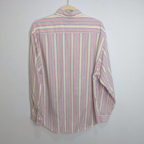 Tommy Hilfiger Mens Medium Pastel Striped Button Down Shirt Long Sleeve Cotton - Picture 2 of 5
